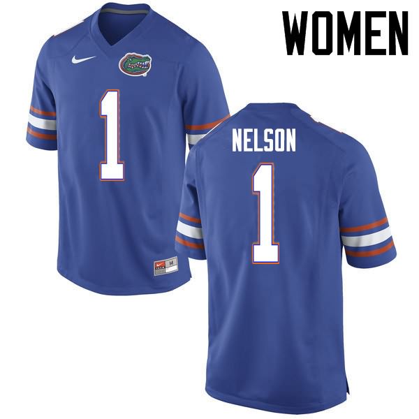 NCAA Florida Gators Reggie Nelson Women's #1 Nike Blue Stitched Authentic College Football Jersey XJU8564QW